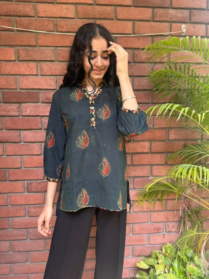 natural dying handloom cotton short kurti