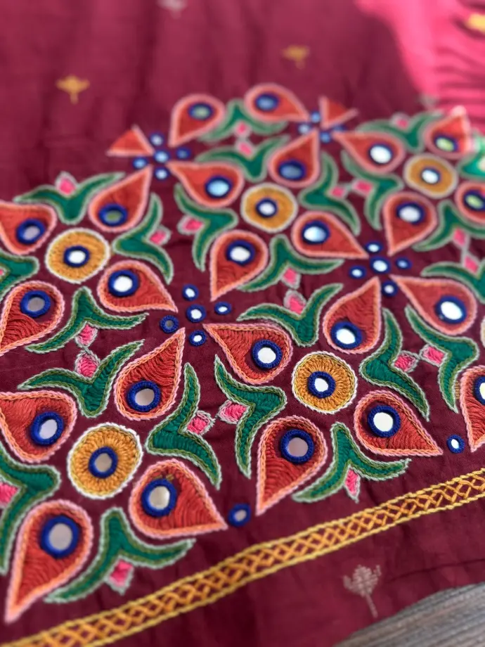 Gujarati mirror work unstitched blouse