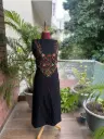 Black Cotton Kurta with Hand Embroidery