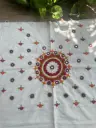 White blouse with Orange and Brown Handembroidery