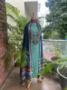 Aqua Blue Cotton Kurta and Bottom Fabric with Bhujodi Dupatta