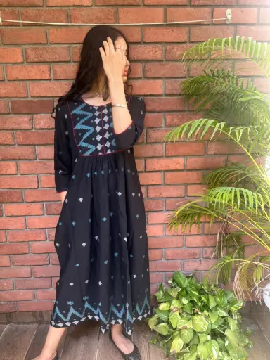 Black Jamdani Cotton Kurti