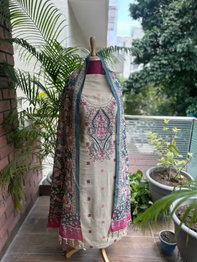 Beige Dress With Dupatta Set