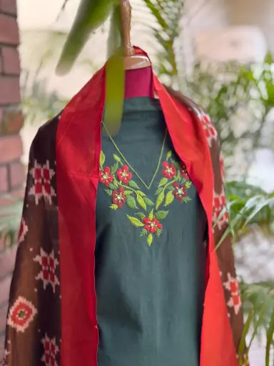 Dark Green Kurta Dupatta Set