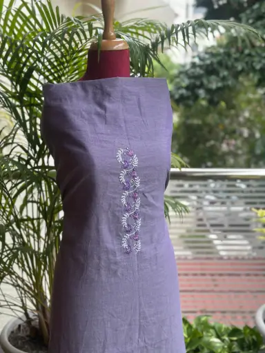 Purple Malai Cotton Kurta Fabric